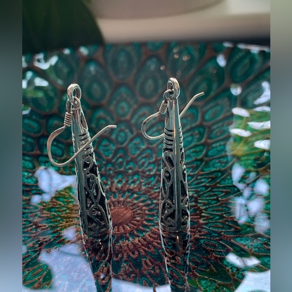 Silpada RARE VERY HTF Sterling Filigree Cone French Wire Earrings - Picture 5 of 10